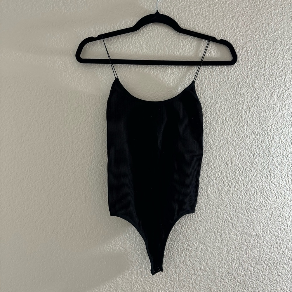 Aqua - Black Ribbed bodysuit
